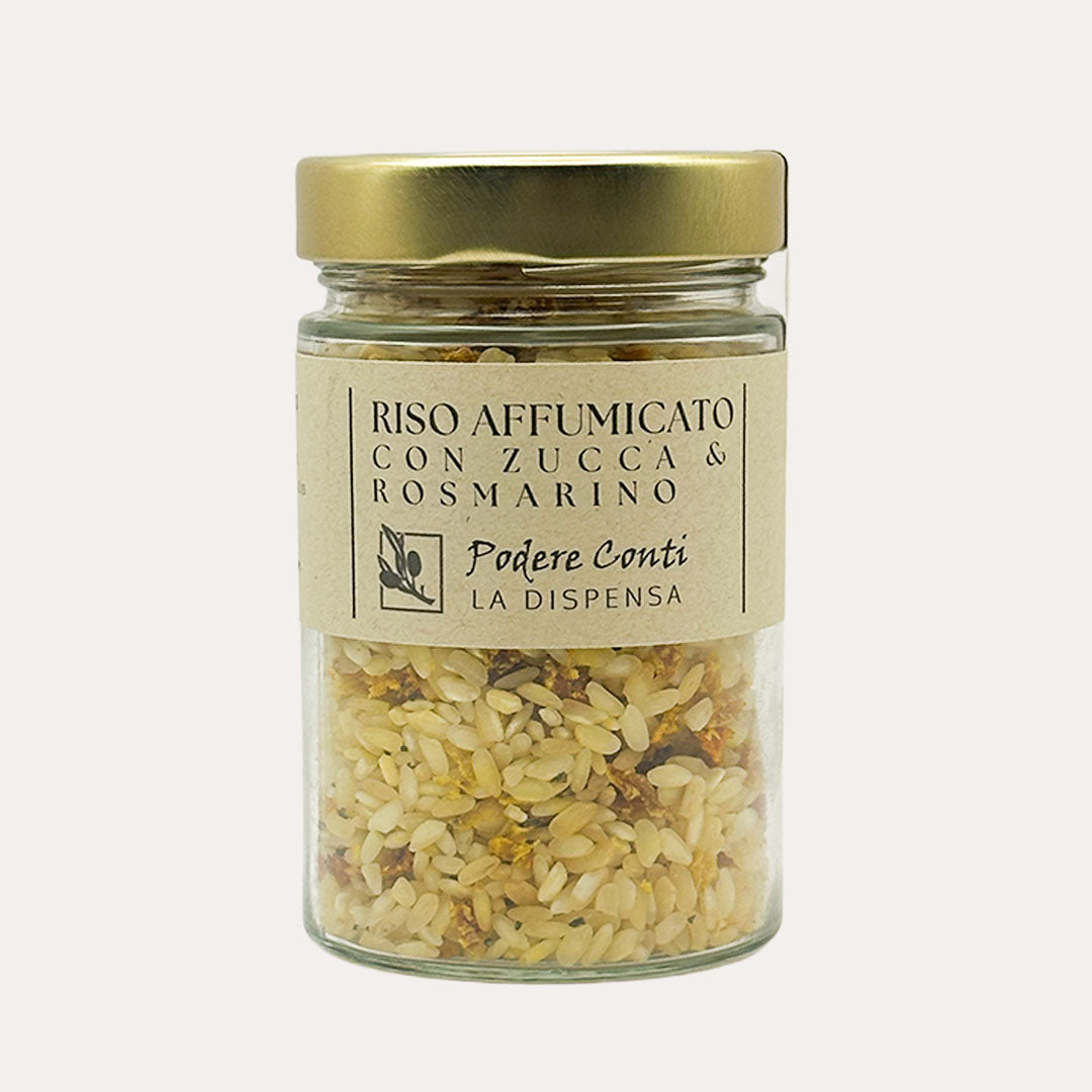 Preparato per risotto di Riso Arborio affumicato al legno d’acero con zucca e rosmarino