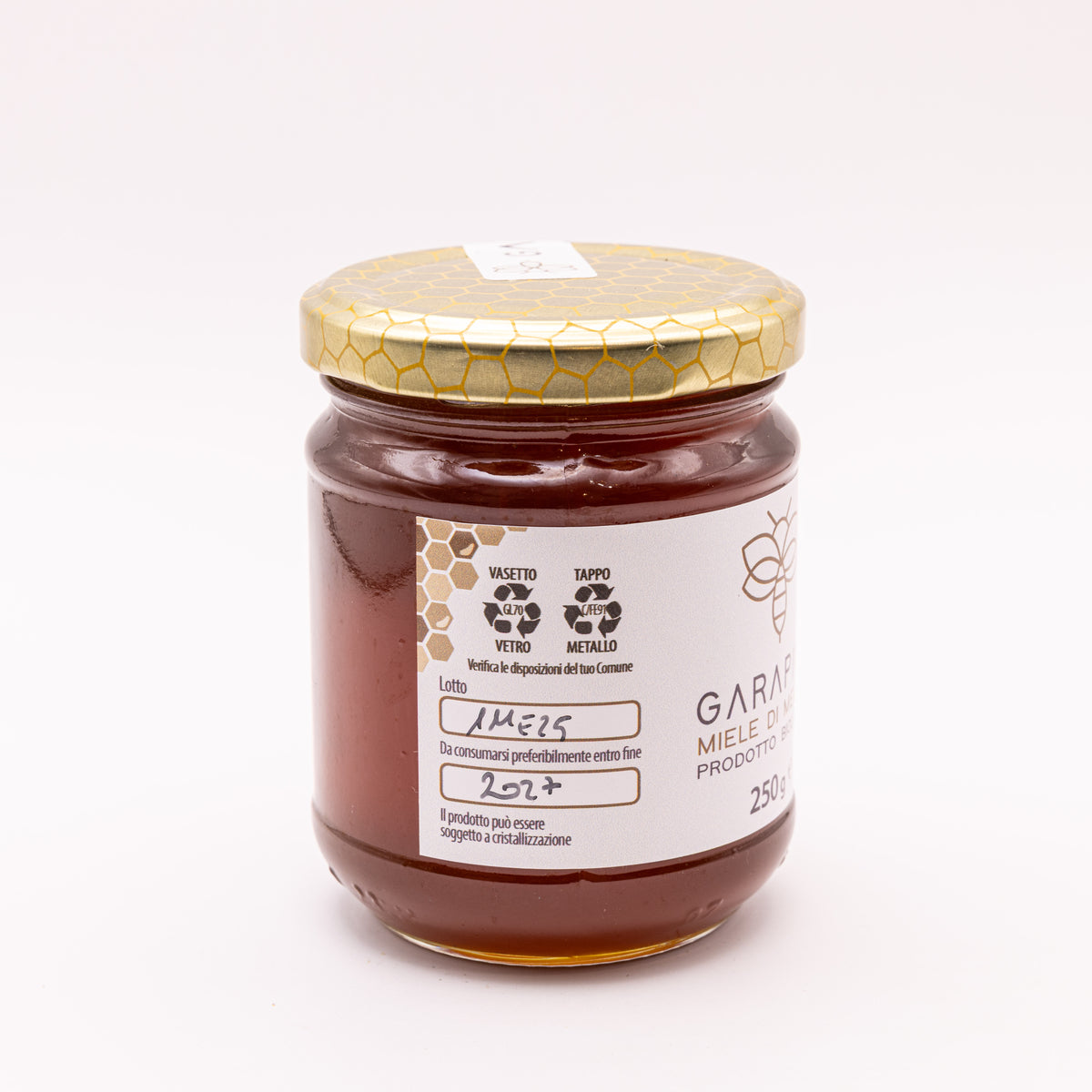 Miele di Melata Biologico Garapine, etichetta retro