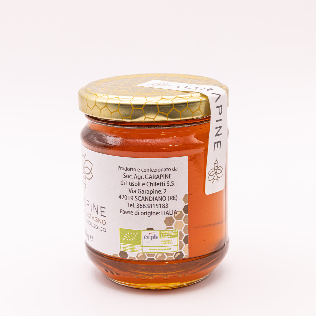 Miele di Castagno Biologico Garapine, vista laterale